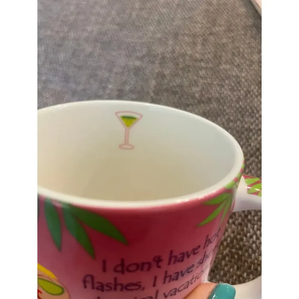 New Cape Shore set of 2 funny tropical coffee mugs colorful novelty cups
